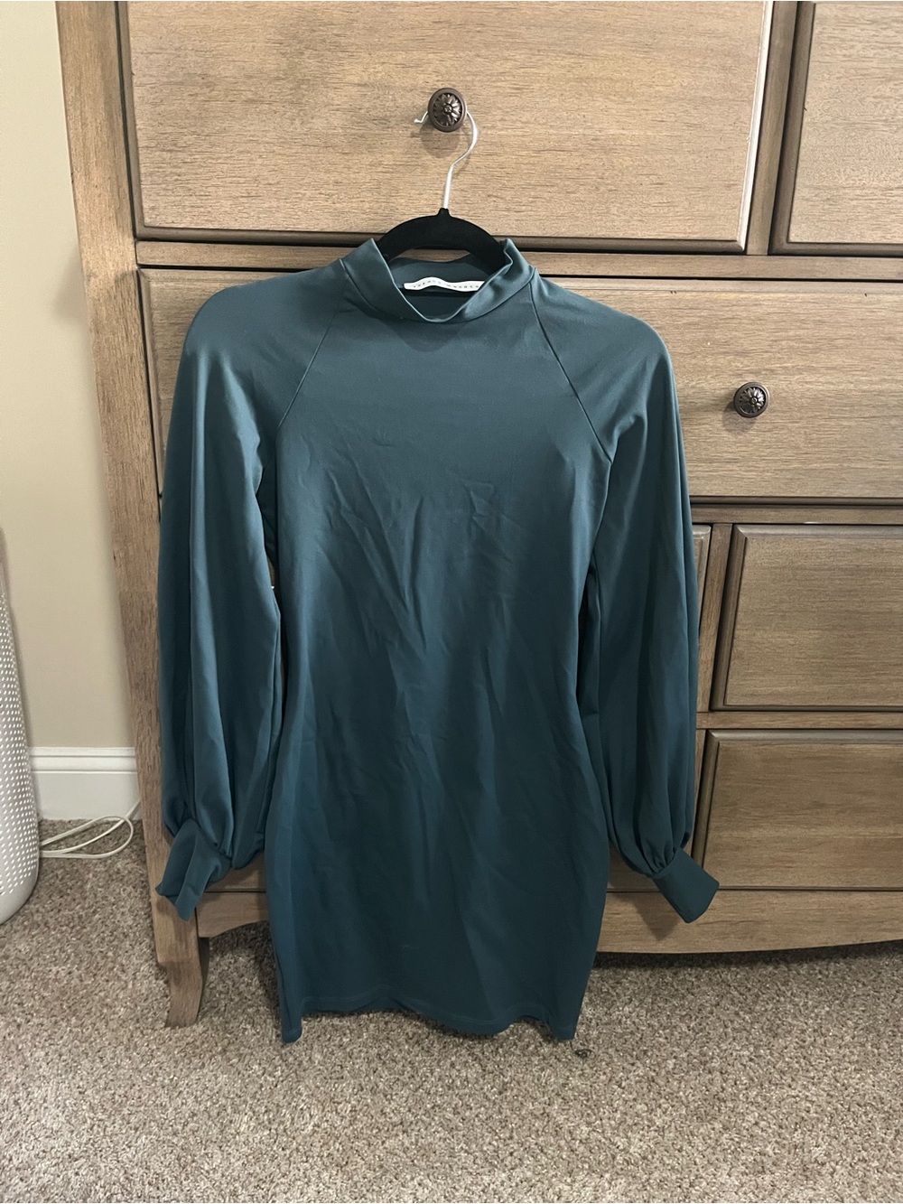 Susana Monaco Long Sleeve Mock Neck Tunic in Teal Green